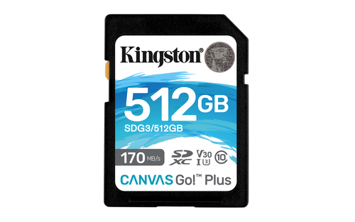 Kingston Canvas Go! Plus - Flash-Speicherkarte - 512GB - Video Class V30 / UHS-I U3 / Class10 - SDXC UHS-I (SDG3/512GB) 
