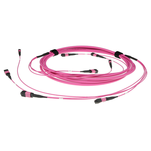 ACT 15 meter Multimode 50/125 OM4(OM3) polarity B fiber trunk cable with 4 MTP/MPO female connectors each side 15M 4X MTP(F) 50/125 OM4 PB TR (DC5454) 