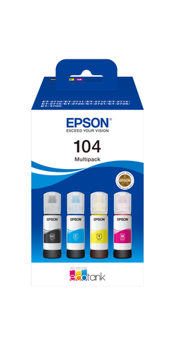 Epson EcoTank 104 - 4er-Pack - Schwarz, Gelb, Cyan, Magenta - Original - Nachflltinte - fr EcoTank ET-2710, ET-2711 