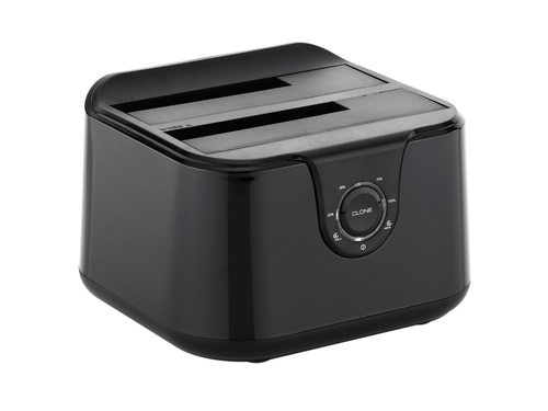 Conceptronic DDE02B Dual Bay Hard Drive Docking - Speicher-Controller mit Ein/Aus-Schalter, Klon-Funktion Schchte: 2 - 2.5 Zoll / 3.5 Zoll gemeinsam genutzt (6,4 cm/8,9 cm gemeinsam genutzt) - SATA - USB 3.0 
