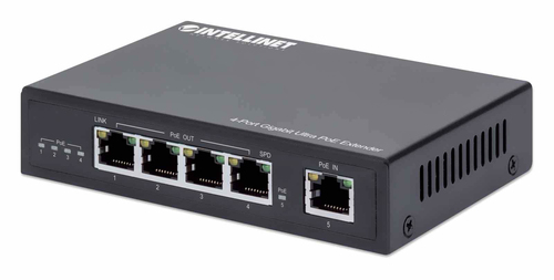 INTELLINET 4-Port Gigabit Ultra PoE-Extender 90W um 100m 