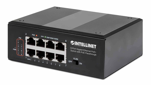 INTELLINET 8-Port PoE+ Gigabit Switch mit PoE-Passthrough 