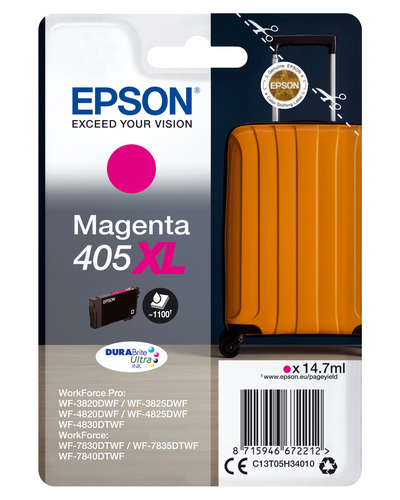 Epson 405XL - 14.7 ml - XL - Magenta - Original - Blister mit RF- / aktustischem Alarmsignal - Tintenpatrone - fr WorkForce WF-7830, 7835, 7840, WorkForce Pro WF-3820, 3825, 4820, 4825, 4830 