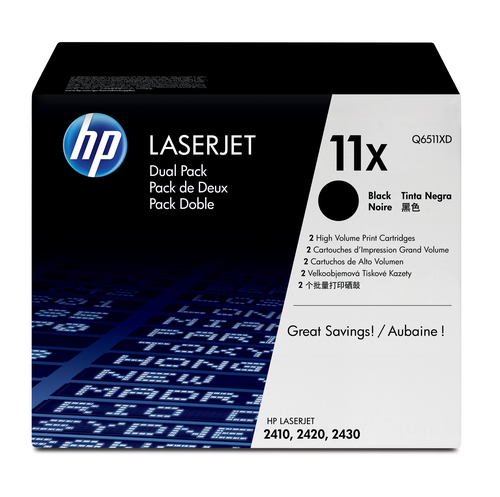 Hewlett-Packard HP 11X Dual Pack - Tonerpatrone - 2 x Schwarz - 12000 Seiten (Q6511XD) 