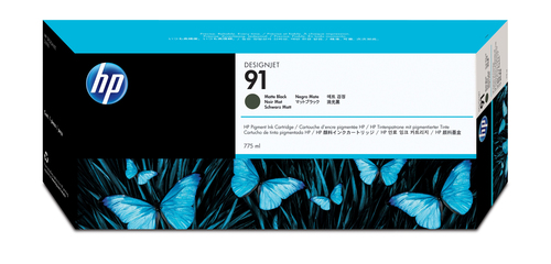 HP 91 Original Tinte matt schwarz Standardkapazitt 775ml 1er-Pack mit Vivera Tinten 