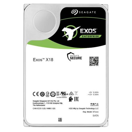 SEAGATE Exos X18 16TB HDD SATA 6Gb/s 7200RPM 256MB cache 8,89cm 3,5Zoll 24x7 SED 512e/4KN BLK 