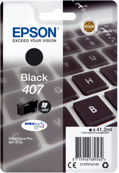 Epson 407 - 41,2 ml - L-Gre - Schwarz - Original - Tintenpatrone - fr WorkForce Pro WF-4745, WF-4745DTWF (C13T07U140) 