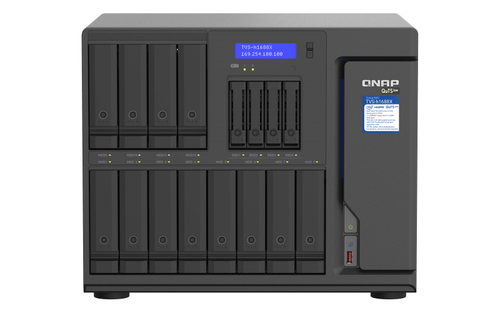 QNAP TVS-H1688X - NAS-Server - 16 Schchte - SATA 6Gb/s - RAID 0, 1, 5, 6, 10, 50, JBOD, 5 Hot Spare, 6 Hot Spare, 60, 10-Hot-Spare, RAID TP - RAM 32GB - Gigabit Ethernet / 2,5 Gigabit Ethernet / 10 Gigabit Ethernet - iSCSI (TVS-H1688X-W1250-32G) 