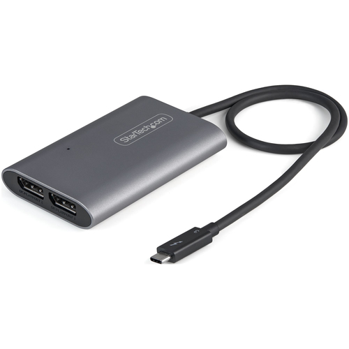 StarTech.com Thunderbolt 3 auf Dual DisplayPort Adapter DP 1.4 - Dual 4K 60Hz oder Single 8K/5K TB3 zu DP Adapter - Mac/Windows - USB/DisplayPort-Adapter - USB-C (M) bis DisplayPort (W) - Thunderbolt 3 / DisplayPort 1.4 - 46 cm - 8K Untersttzung - Silber 