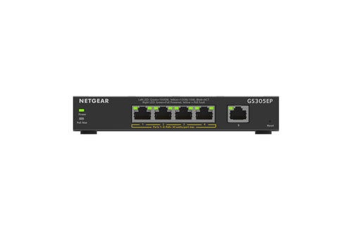 NETGEAR GS305EP - Switch - Smart - 5 x 10/100/1000 (4 PoE+) - Desktop, wandmontierbar - PoE+ (63 W) 
