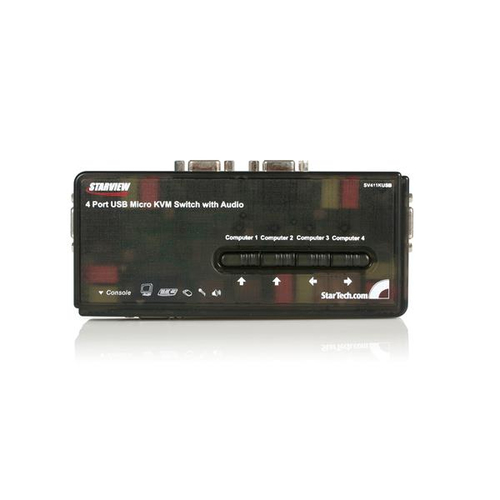 StarTech.com 4 Port VGA / USB KVM Switch - 4-fach VGA KVM Switch inkl. Kabel und Audio - KVM-/Audio-Switch - USB - 4 x KVM/Audio - 1 lokaler Benutzer - Desktop (SV411KUSB) 