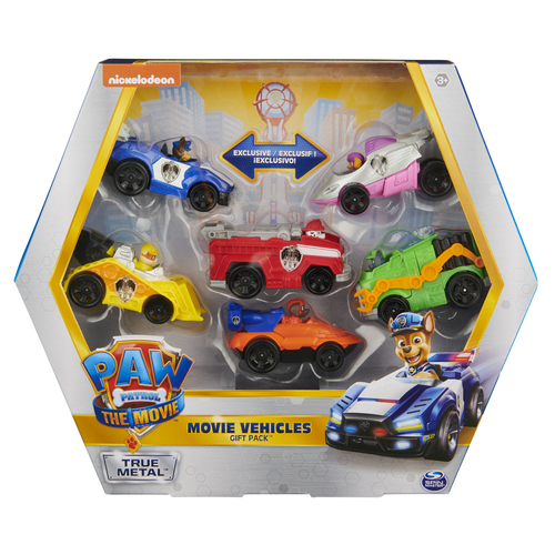 Paw Patrol, True Metal-Geschenkset zum Film mit 6 Sammel-Spielzeugautos, Modellfahrzeug 