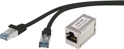 Basetech RJ45 Netzwerk Verlngerungskabel CAT 6a S/FTP 30 m Schwarz mit Rastnasenschutz, Flammwidrig (BT-1914321) 