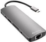 Sharkoon USB 3.0 Type C Combo Adapter - Docking Station - USB-C - HDMI - 10Mb LAN 