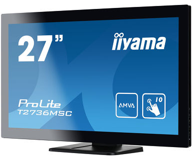 Iiyama ProLite T2736MSC-B1 - LED-Monitor - 68.6 cm (27 Zoll) (27 Zoll sichtbar) - Touchscreen - 1920 x 1080 Full HD (1080p) - A-MVA - 300 cd/m - 3000:1 - 4 ms - HDMI, VGA, DisplayPort - Lautsprecher - Schwarz 