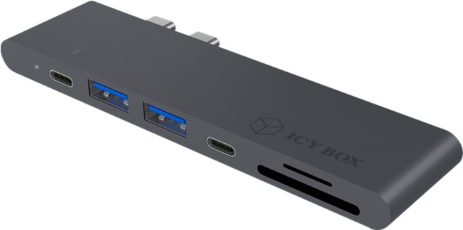 Dual Type-C Notebook DockingStation zu sieben Anschlssen, anthrazit (IB-DK4037a-2C) 