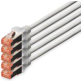 DIGITUS Professional - Patch-Kabel - RJ-45 (M) bis RJ-45 (M) - 20 m - SFTP - CAT 6 - geschirmt, halogenfrei, geformt, ohne Haken - Grau (Packung mit 5) 