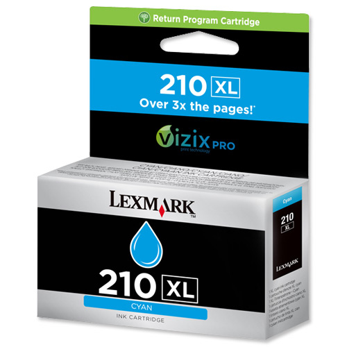 LEXMARK 210XL Tinte cyan hohe Kapazitt 1.600 Seiten 1er-Pack 210XL Returnprogram 